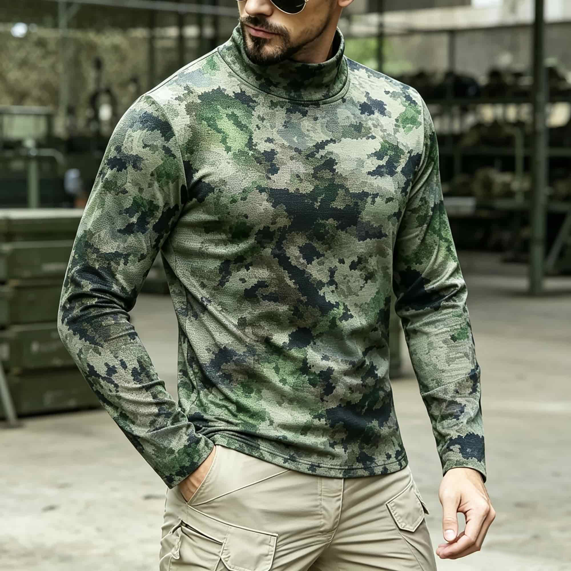 Men Tactical Camouflage Print  - đánh giá và giá Base Layer Top